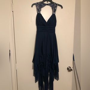 Deb High-Low Navy Blue Homecoming Dress